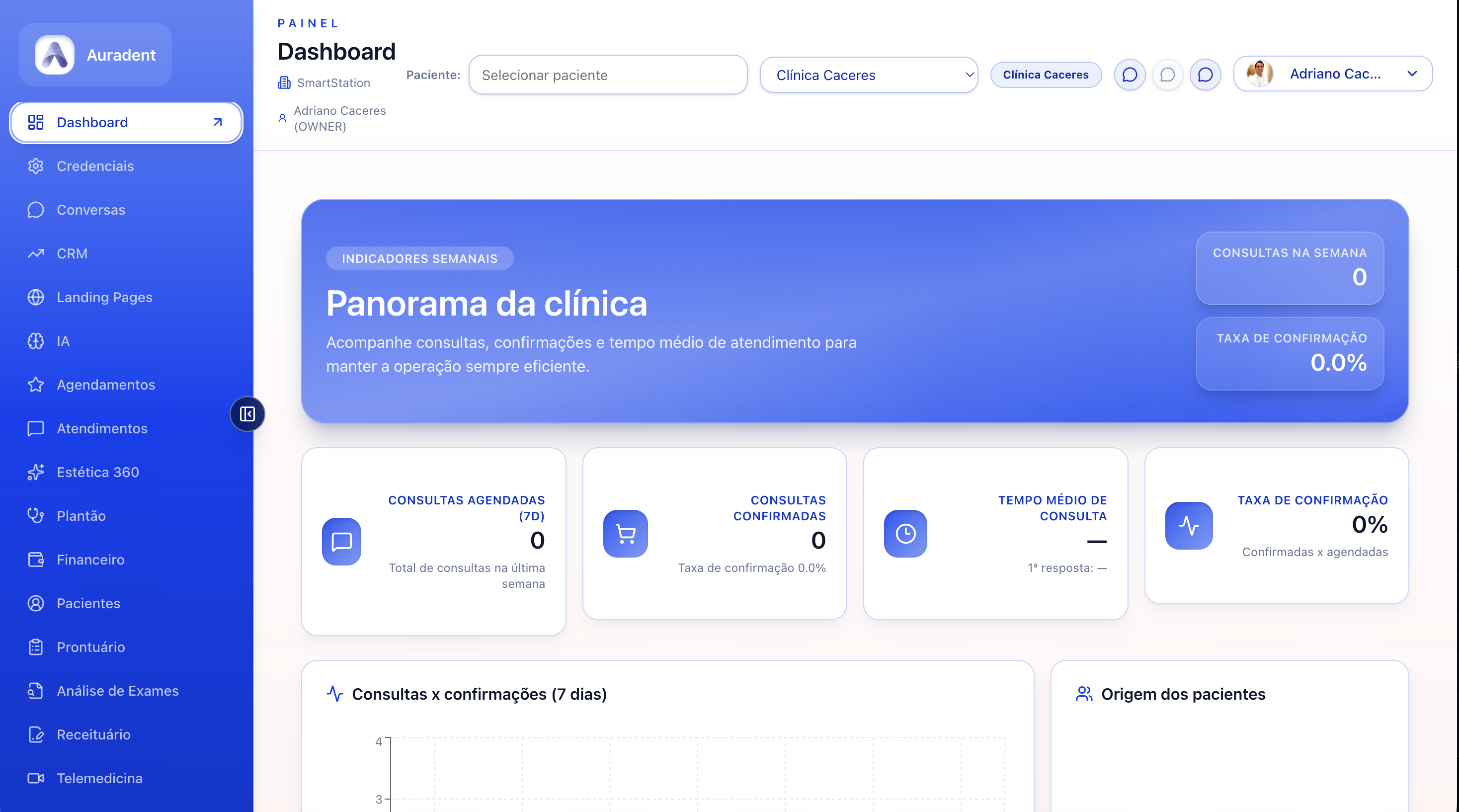 Tela inicial do Auradent